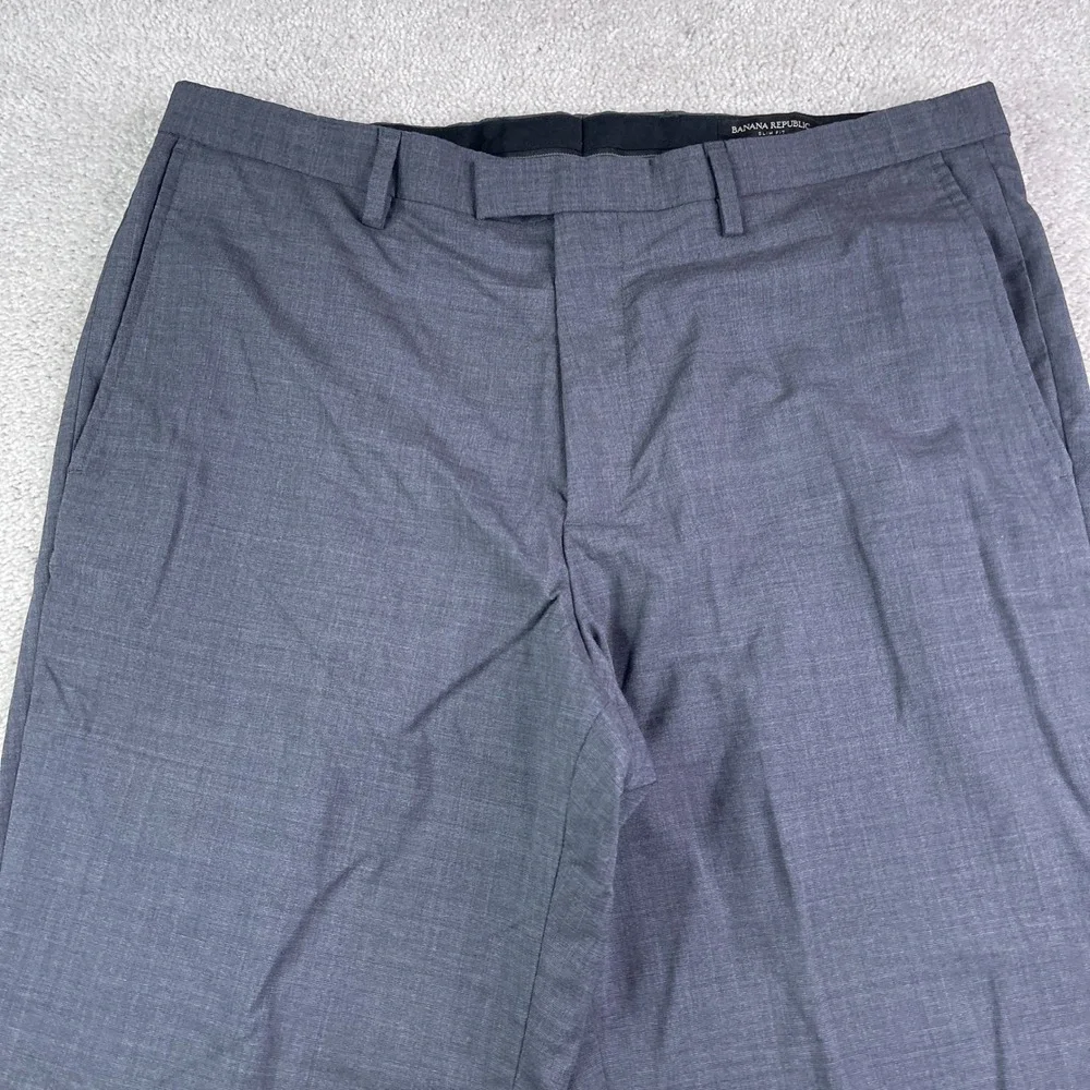 Banana Republic Pants Mens 35x30 Gray Slim Fit Stretch Wool Business‎ Trousers